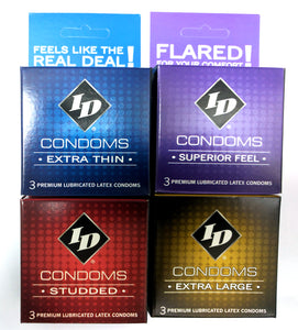 ID Condoms - Case of 72 - 3 Packs - Assorted Styles ID-CAS-03