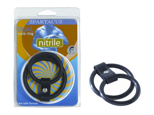 Nitrile Dual Cock Ring - Black BSPL-06D-2