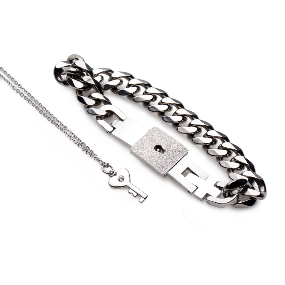 Chained Locking Bracelet and Key Necklace MS-AF920