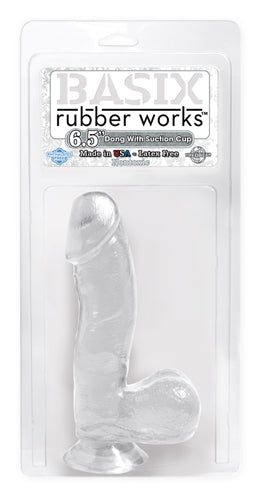 Basix Rubber Works - 6.5 Inch Dong With Suction Cup - Clear PD4220-20