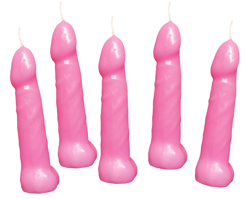 Bachelorette Pecker Party Pink Candles 5pk HTP3143