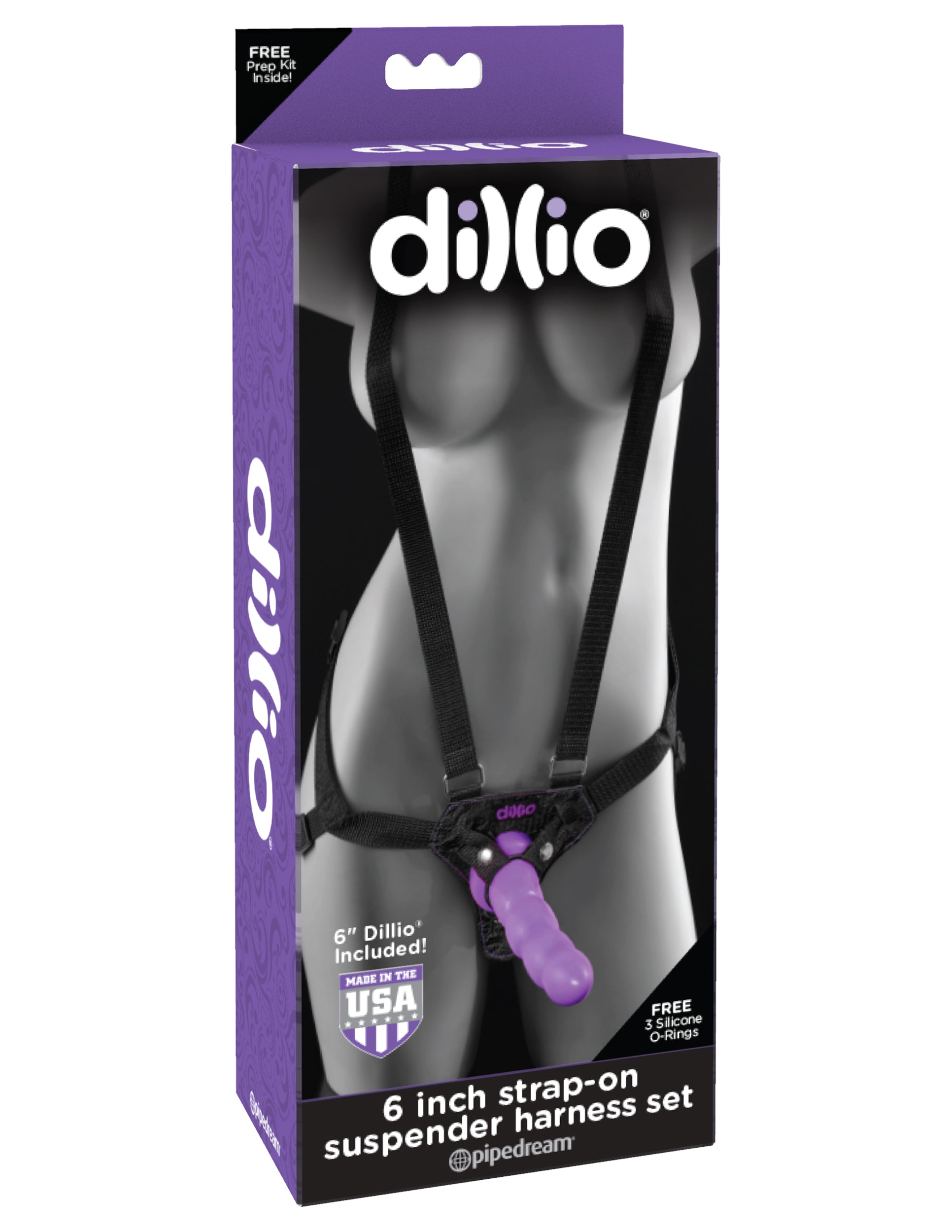 Dillio Purple - 6" Strap-on Suspender Harness Set